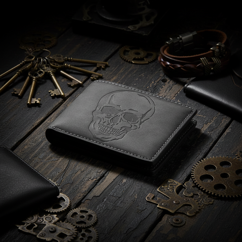 Jockey Club echt Leder Geldbörse Geldbeutel Portemonnaie Totenkopf Schädel mit RFID Schutz