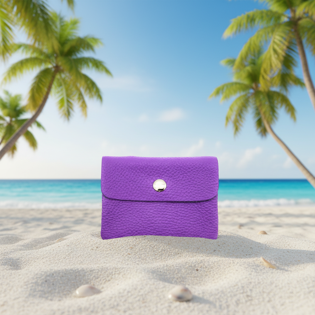 Mini Geldbörse aus echtem Rindleder – kompaktes Leder Portemonnaie Made in Italy lila