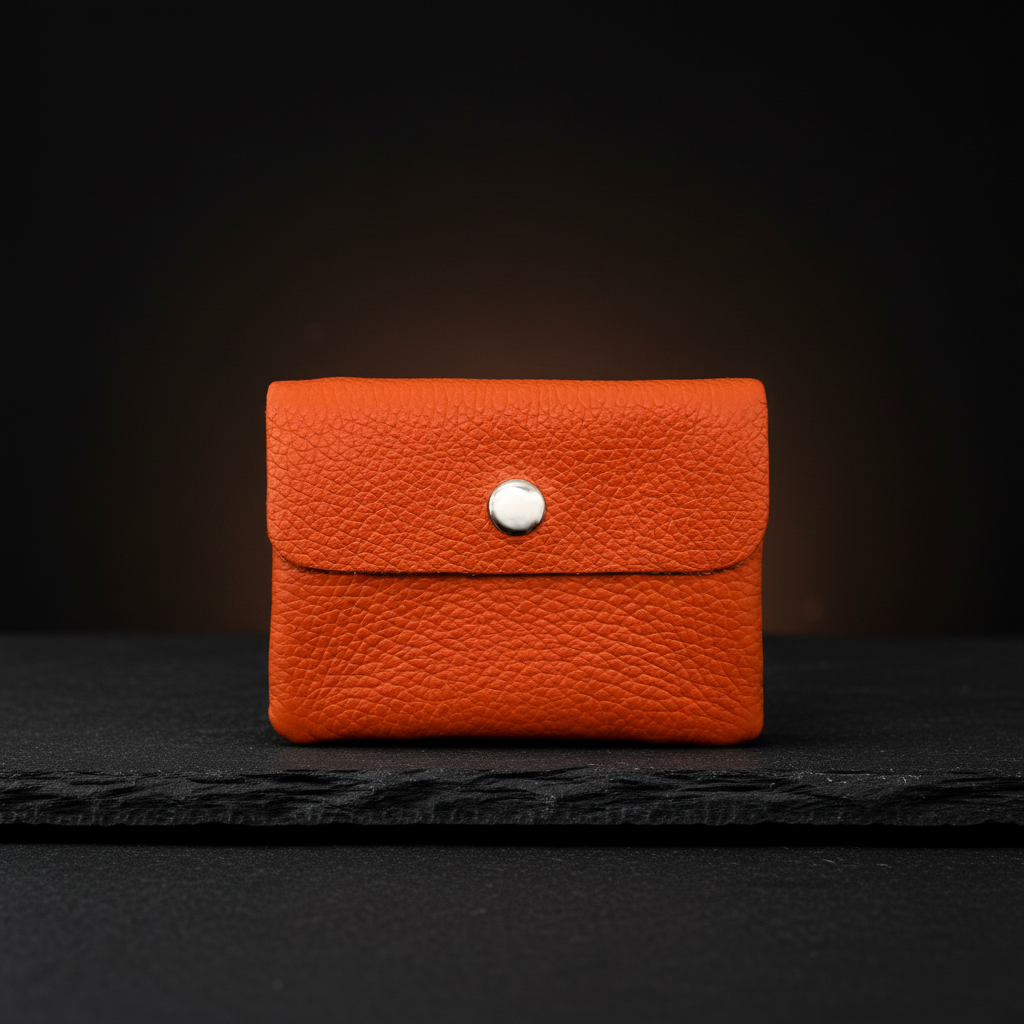 Mini Geldbörse aus echtem Rindleder – kompaktes Leder Portemonnaie Made in Italy orange
