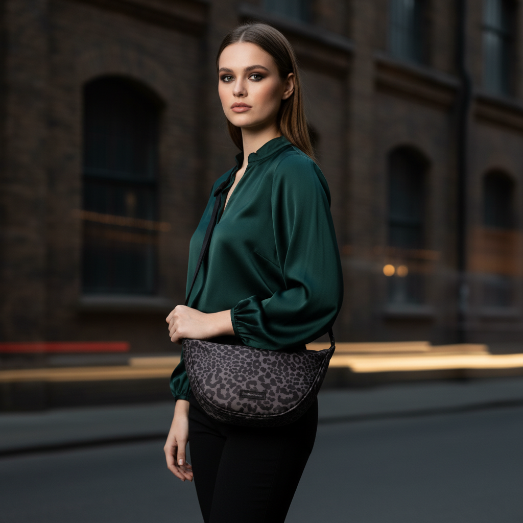 New Rebels Moonbag „Stay Wild" – Crossbody-Tasche mit Leopard-Print black, Nylon, 32 × 16 cm