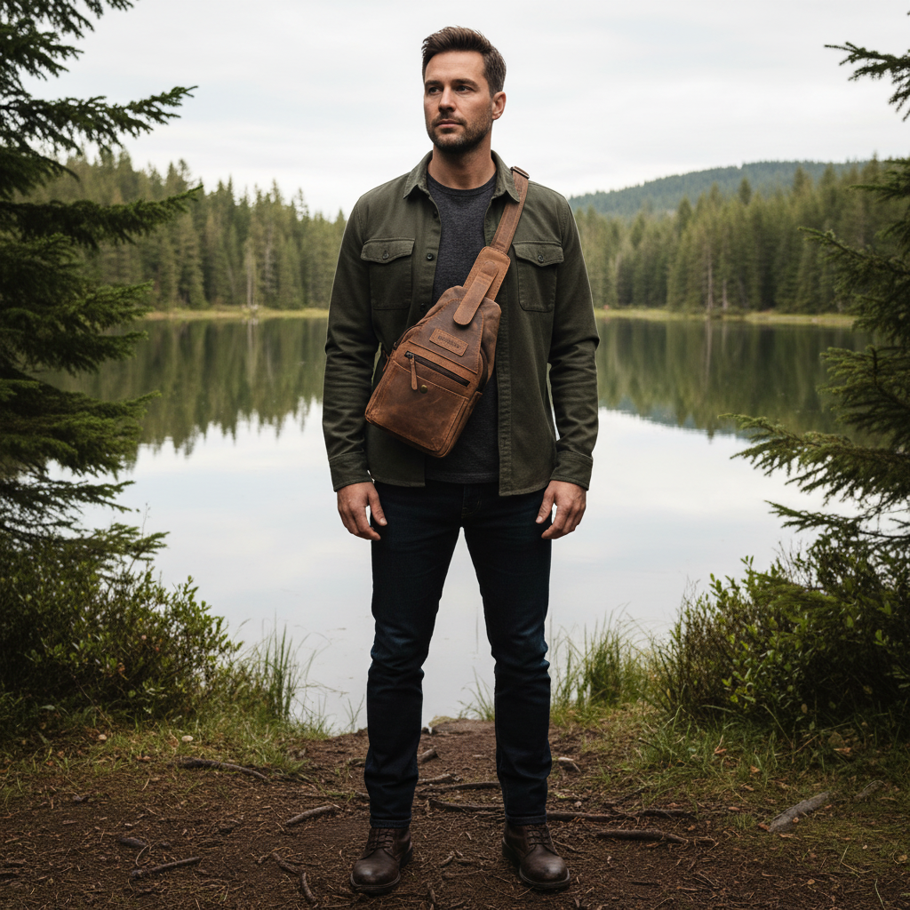 Leatherfox Slingbag Hunterleder | Echtleder Crossbody Bag | Damen & Herren | 30×15×8 cm