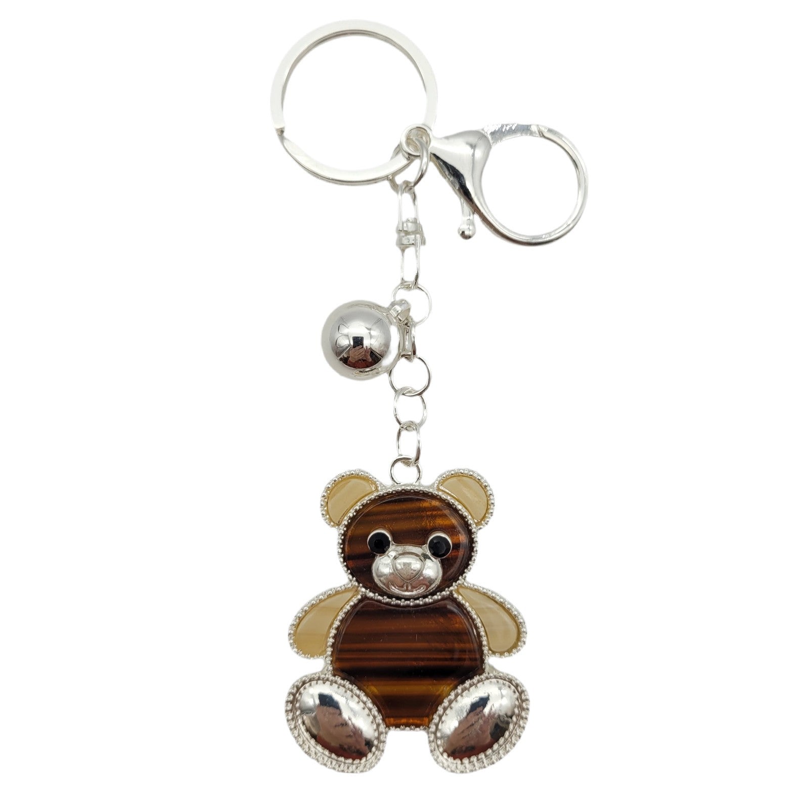 Taschenanhänger Schlüsselanhänger süßer Bär - Metall Charm Silber - Handtaschenschmuck Accessoire für Damen