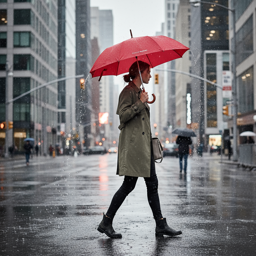 bruno banani Regenschirm Shorty – Handöffner, 7-teiliges Gestell, Polyester Pongee, mattierter Griff mit Logodruck, Schirmdach mit schwarzer Borte, Hülle mit Reißverschluss Rot