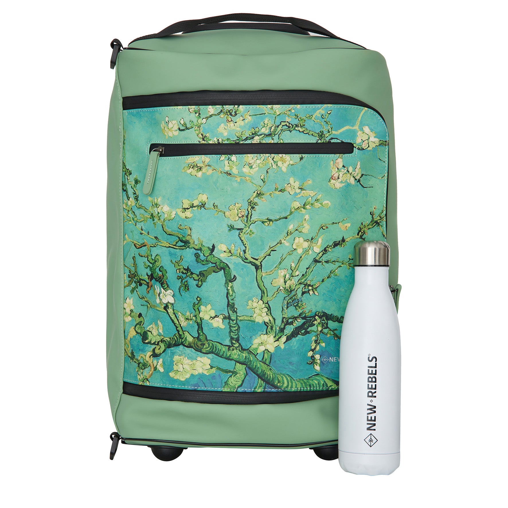 New Rebels OnBoard Trolley Laredo Wasserabweisend | Reisekoffer mit Rollen | Handgepäck 32x18x50cm | Kunstdruck Mandelbüten