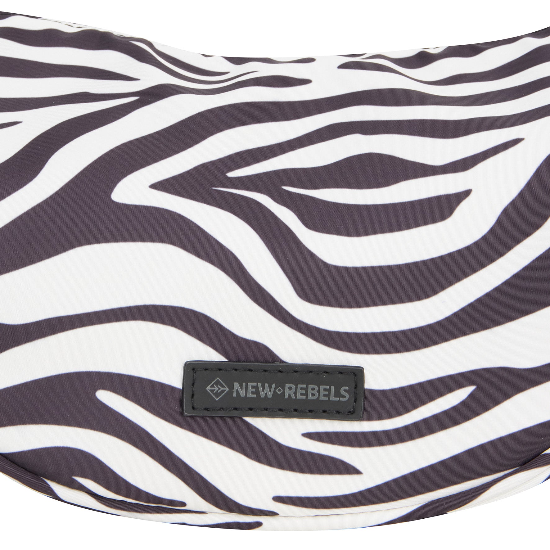 New Rebels Moonbag „Stay Wild" – Crossbody-Tasche mit Zebra-Print, Nylon, 32 × 16 cm