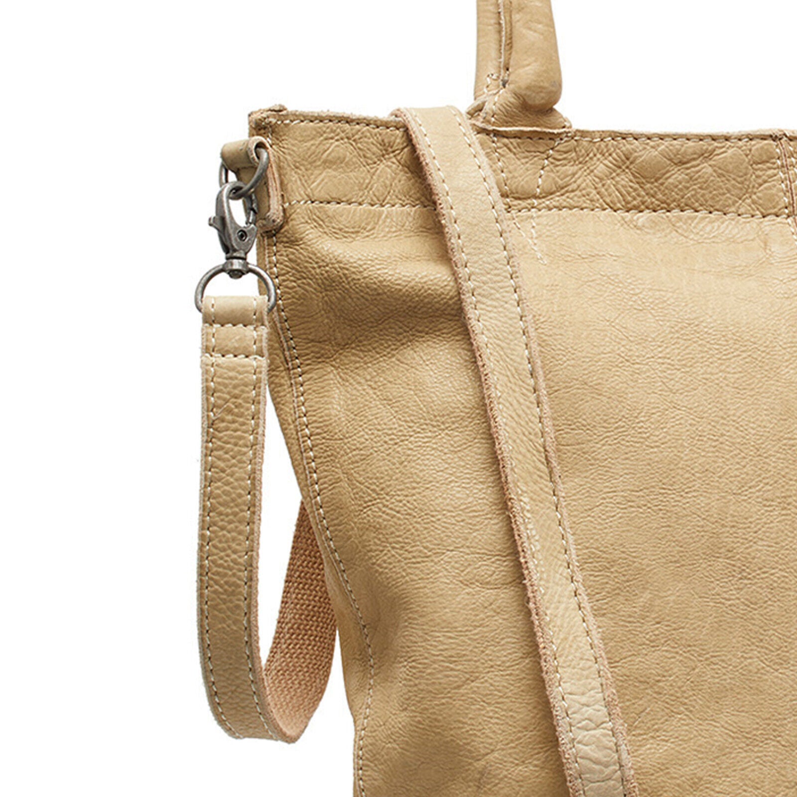 echt Leder Damen Shopper Handtasche Lederhenkel und abnehmbarer Schultergurt Amber sand