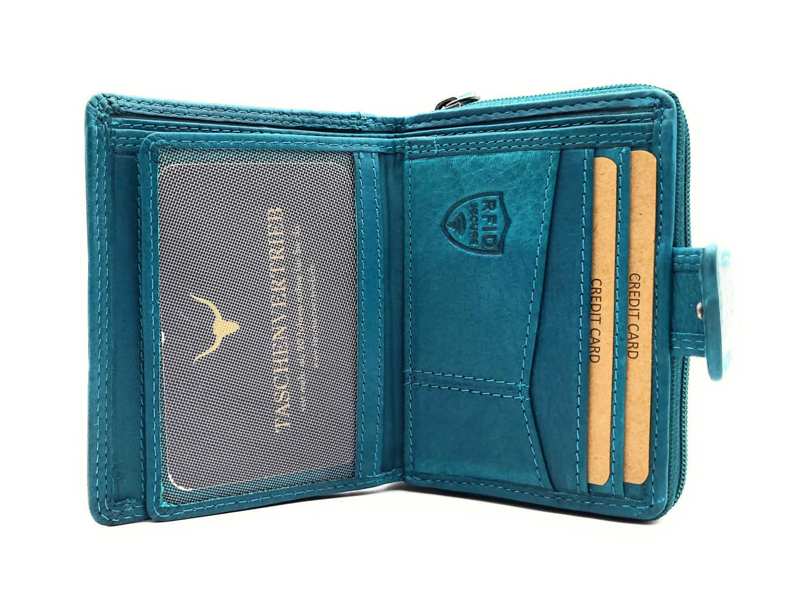 Jockey Club echt Leder Geldbörse Portemonnaie Geldbeutel Sauvage mit RFID Schutz Schmetterling petrol