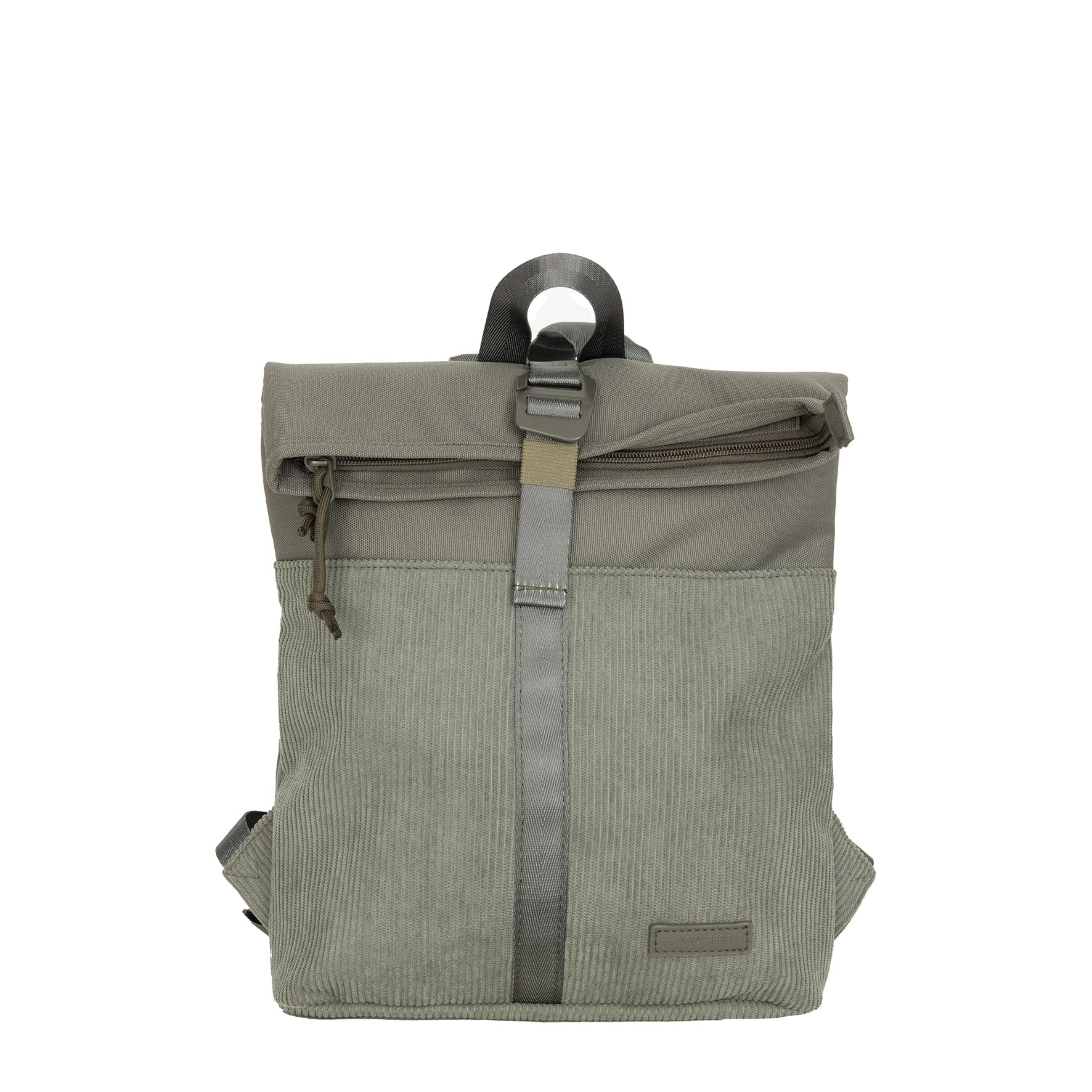 New Rebels Ribbi Roll Up Rolltop City Rucksack Los Angeles Kordoptik grün