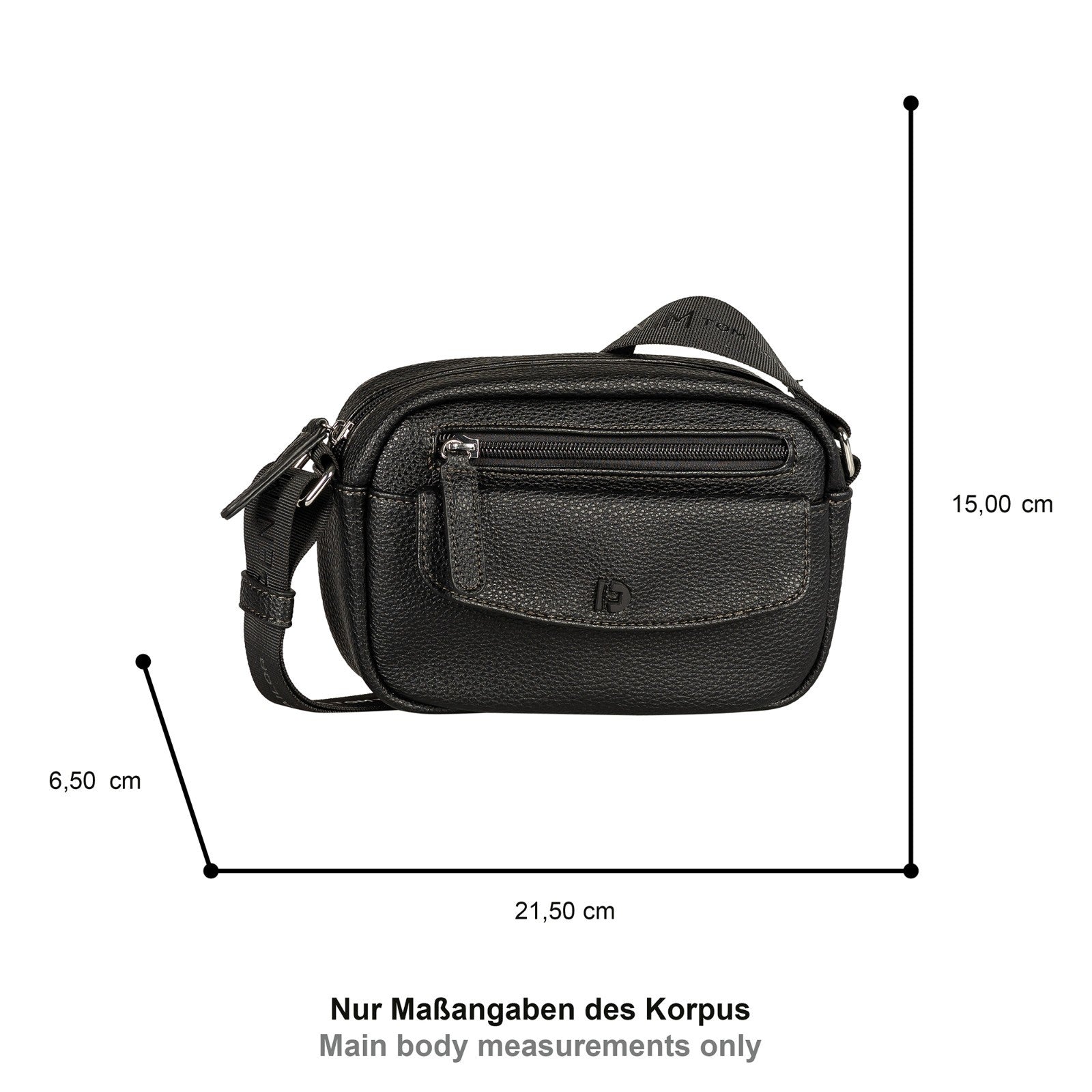Tom Tailor Denim Cross Bag S Fara – kompakte Umhängetasche mit mehreren Fächern, Handtasche, Kunstleder, schwarz