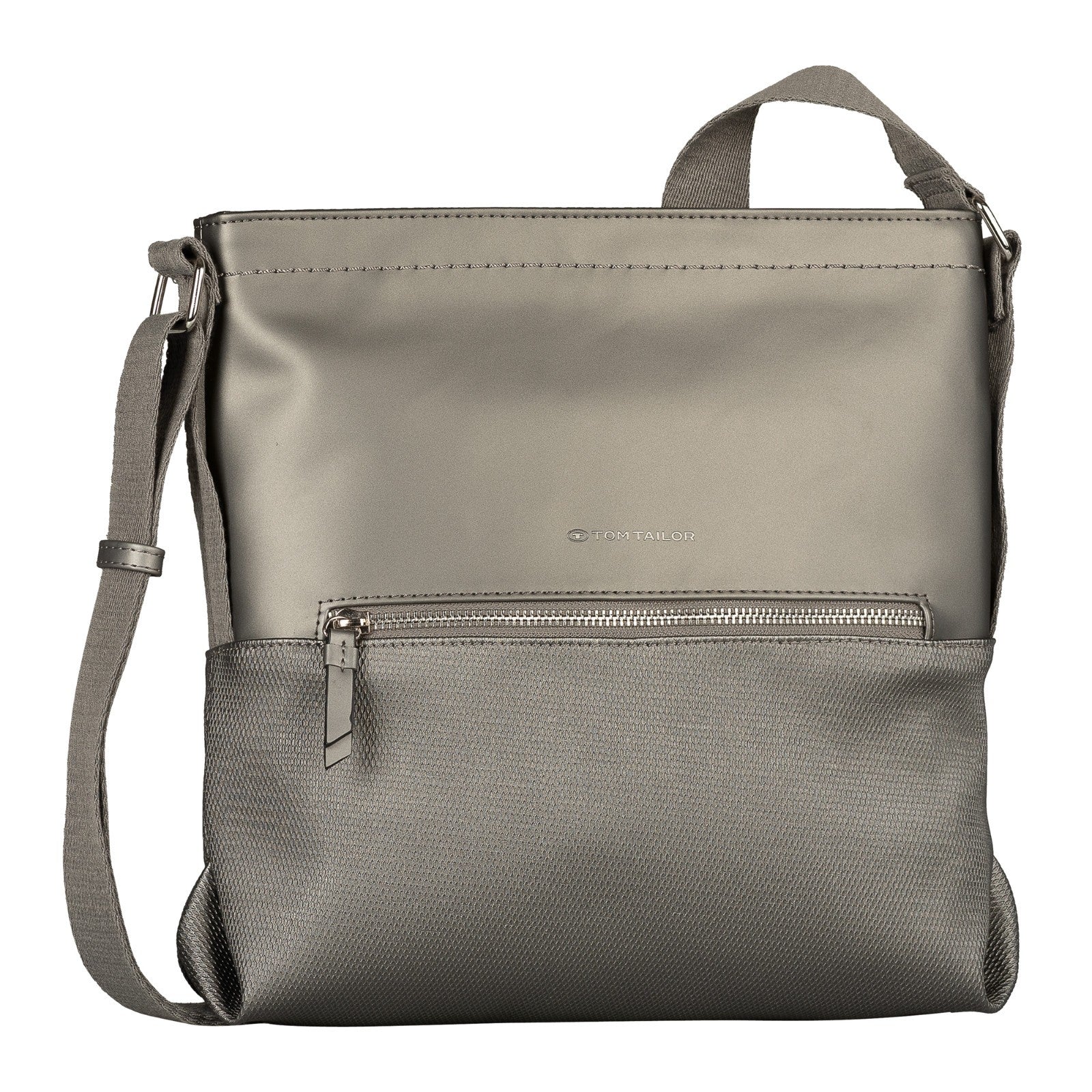 Tom Tailor Umhängetasche Erin Damen – mittelgroß 30x9x30 cm – 6 Fächer – Schultertasche casual Style Handtasche metallic grey
