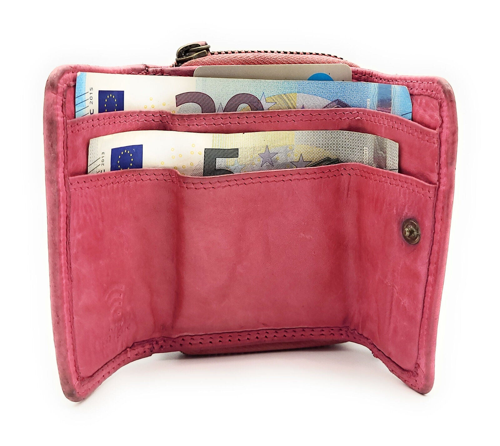 Hill Burry echt Leder Damen Mini Geldbörse Portemonnaie RFID Schutz Waschleder pink
