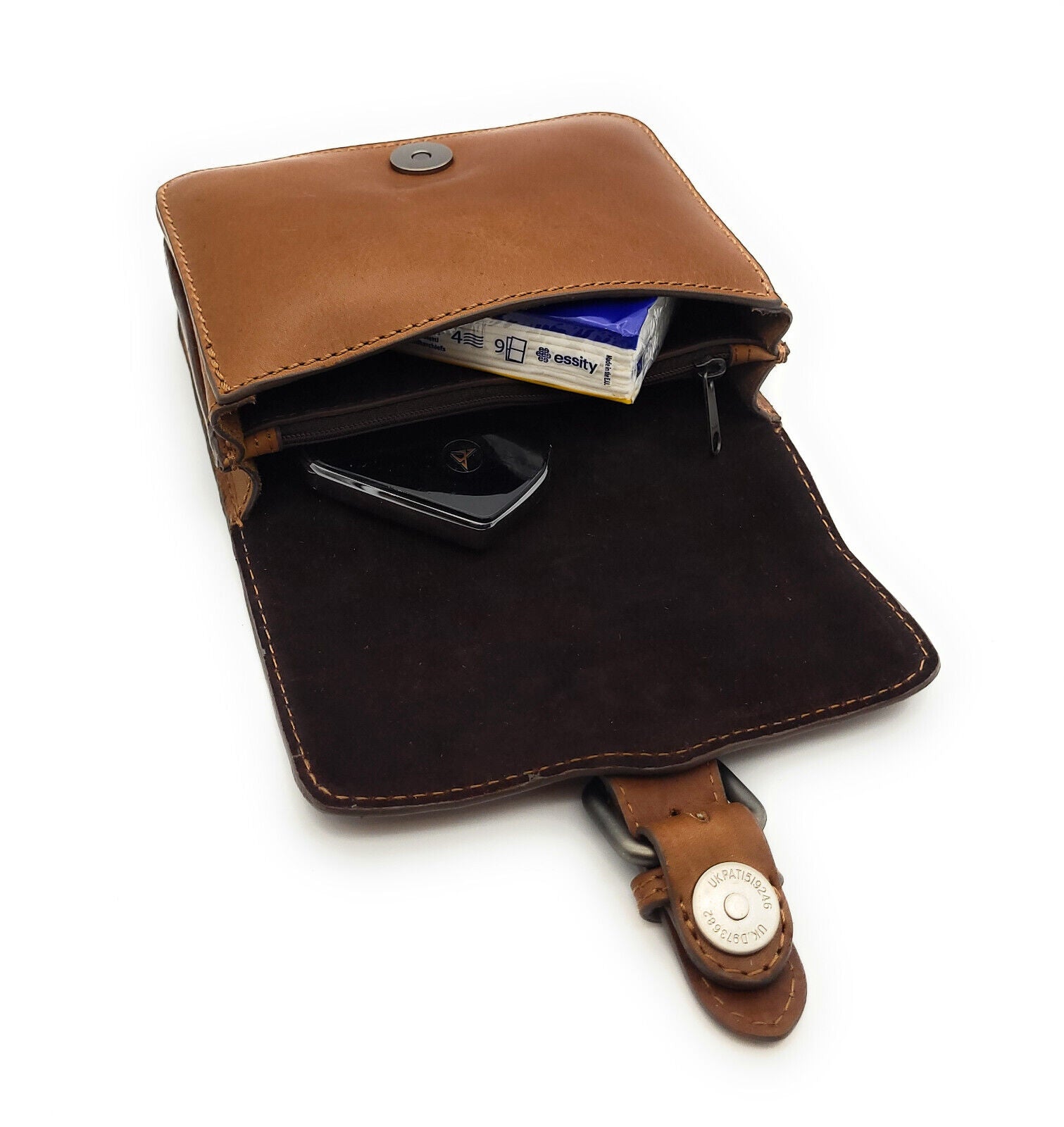 Hill Burry echt Leder Gürteltasche Bikertasche Hüfttasche Bauchtasche Doppelfach braun