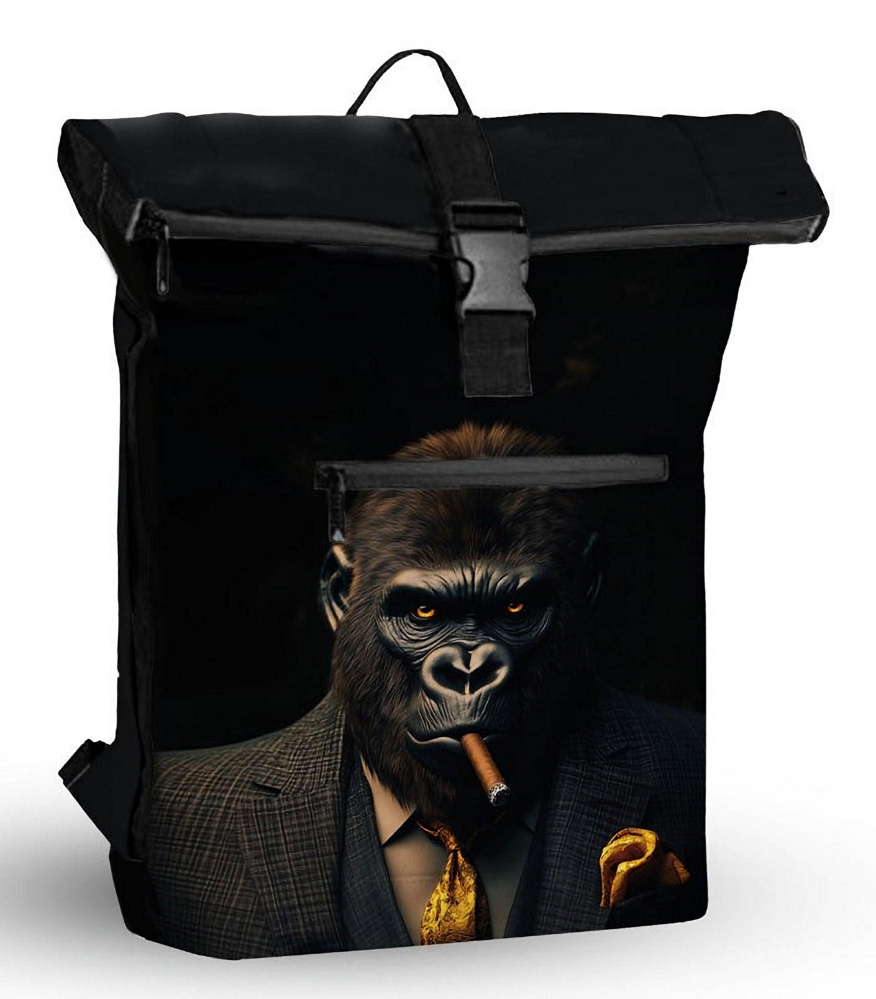 New Rebels Rucksack New York – Stylischer Rolltop mit Kunstmotiv Gorilla, wasserabweisend & praktisch