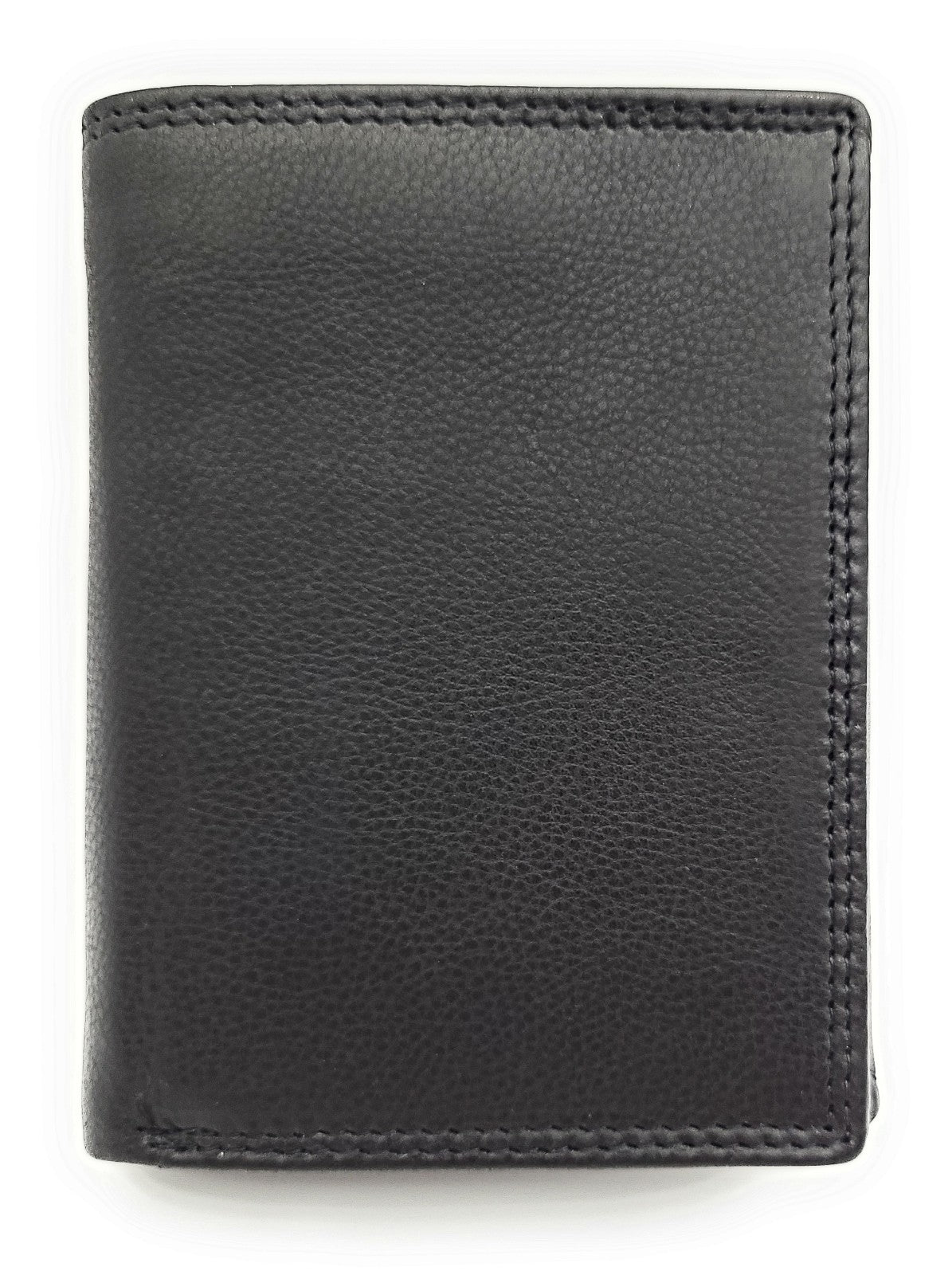 Jockey Club Basic Geldbörse aus Rindleder mit RFID-Schutz, Reißverschlussfach, 6 Kartenfächern, 2 Sicht- & 2 Einsteckfächern, Münzfach & Doppelnaht schwarz