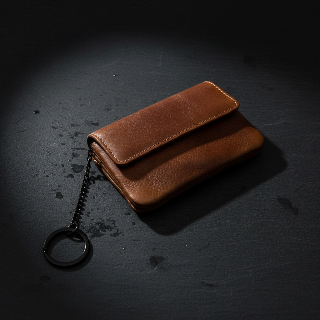 Jockey Club echt Leder Mikro Geldbörse Schlüsseletui gewachstes Rindleder cognac