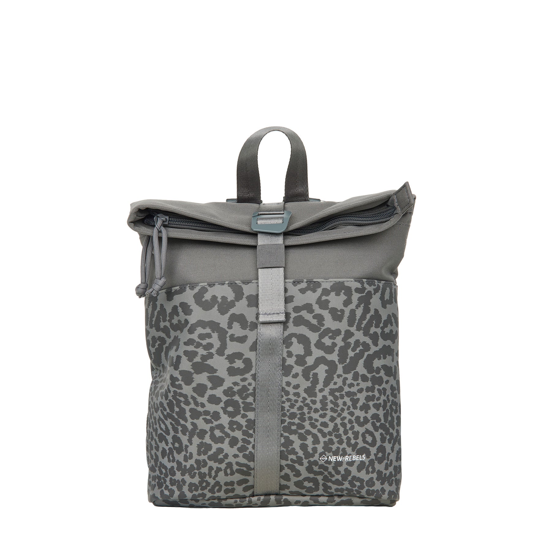 New Rebels Urban Roll Up Rolltop City Rucksack Los Angeles wasserabweisend Leopard anthrazit