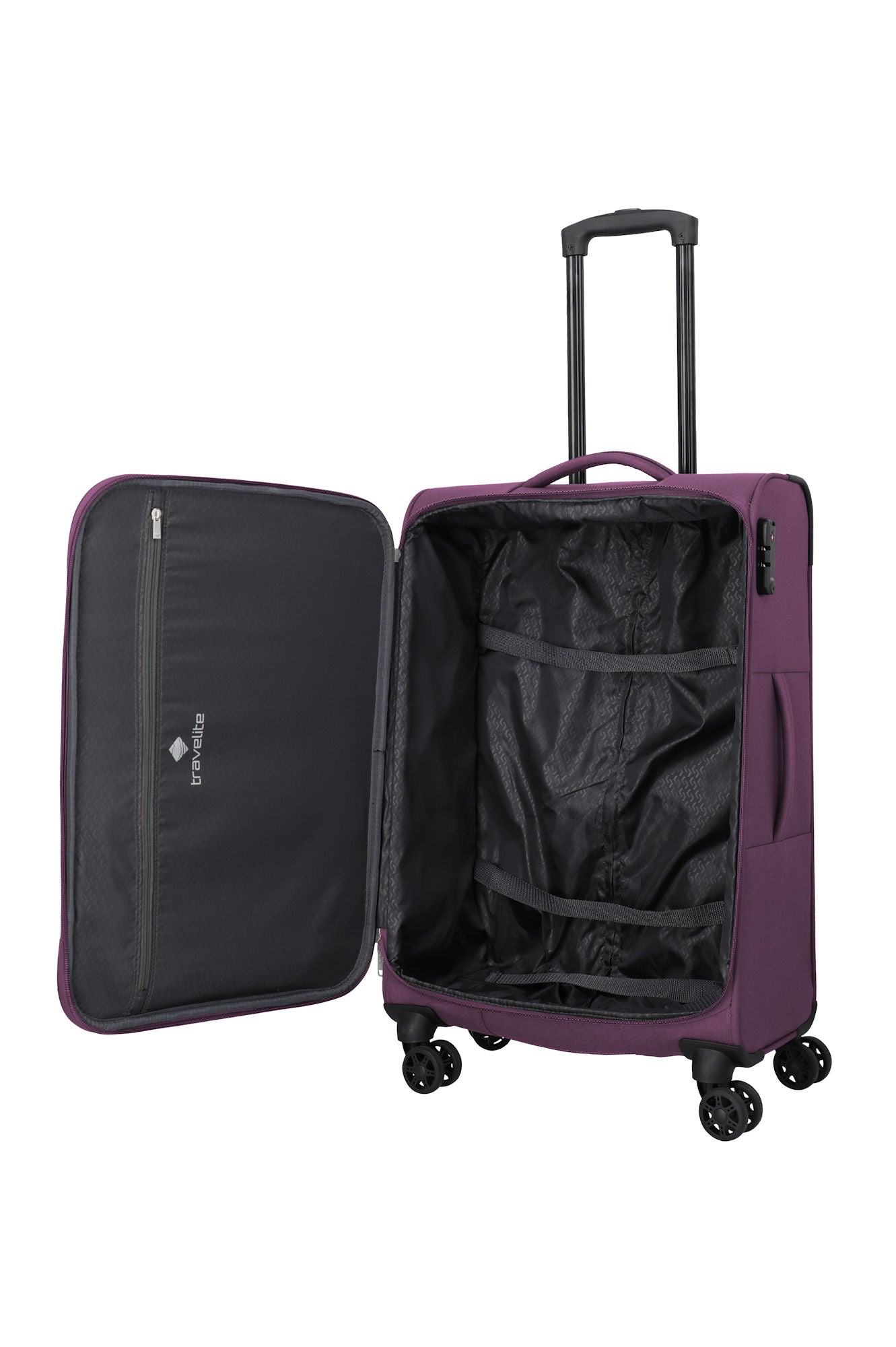 Travelite Priego Trolley M 66 cm – Mittelgroßer Koffer mit 4 Rollen & Zahlenschloss berry