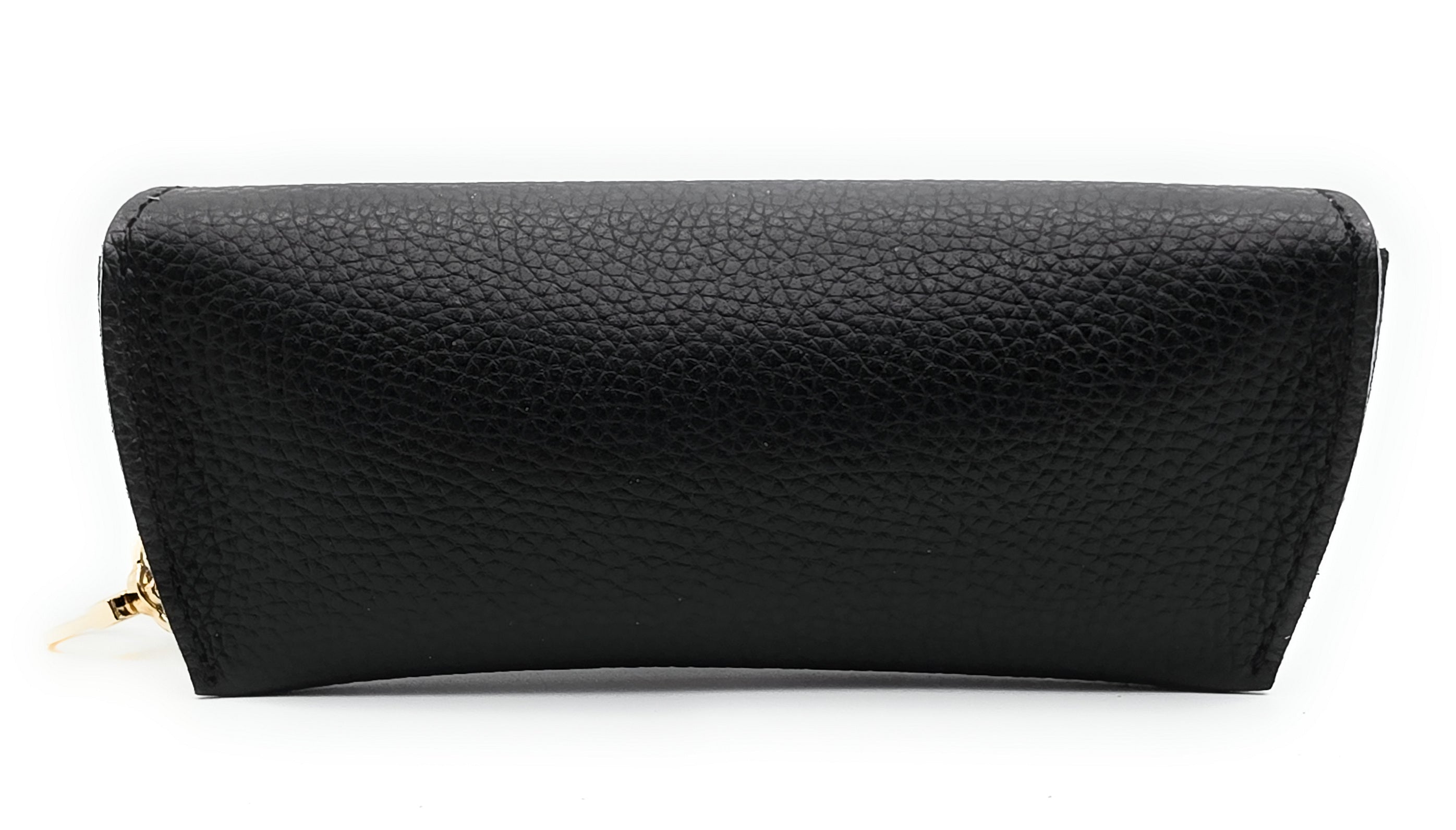 Brillenetui aus echtem Leder mit Magnetverschluss und Karabinerkette – Made in Italy schwarz
