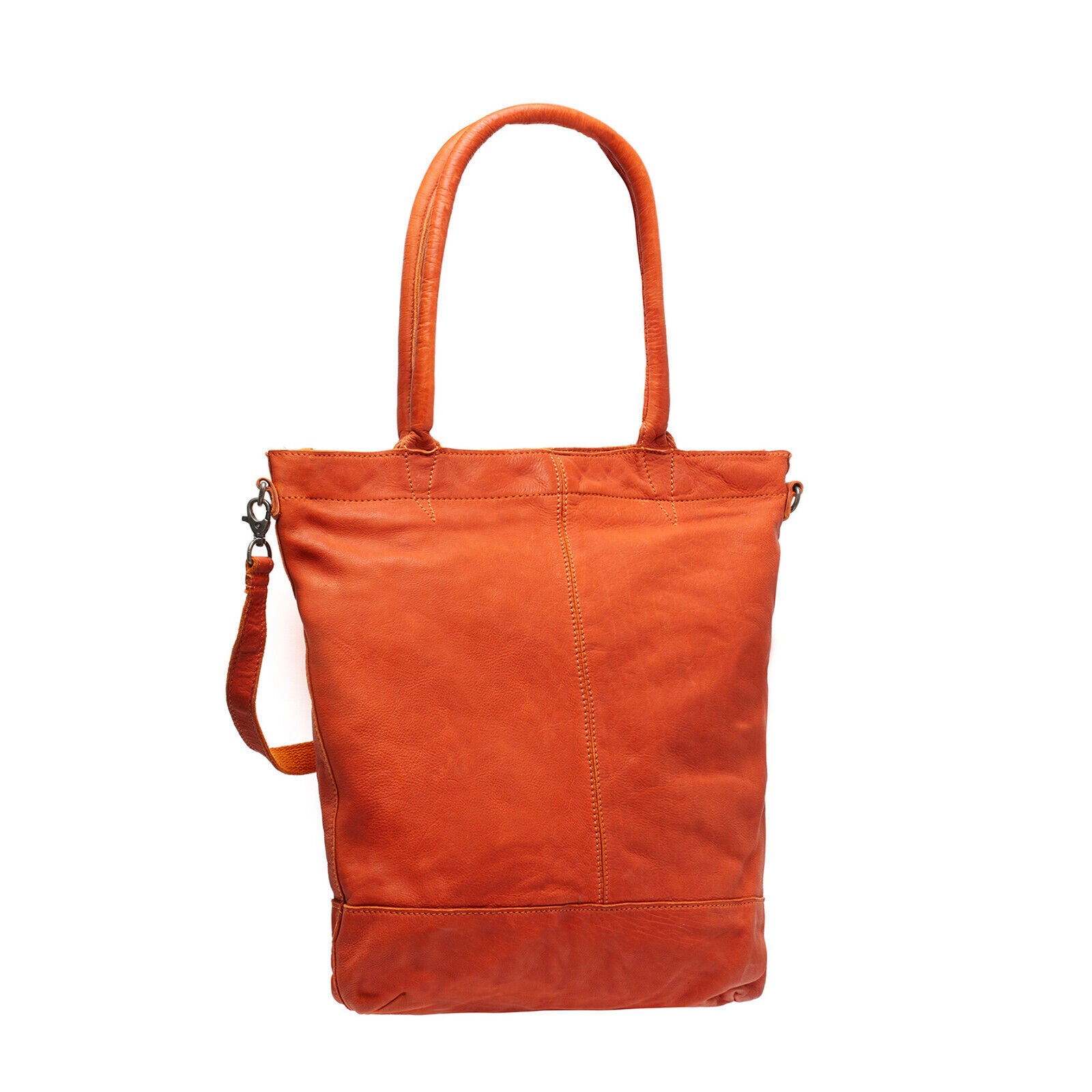 echt Leder Damen Shopper Handtasche Lederhenkel und abnehmbarer Schultergurt Amber orange