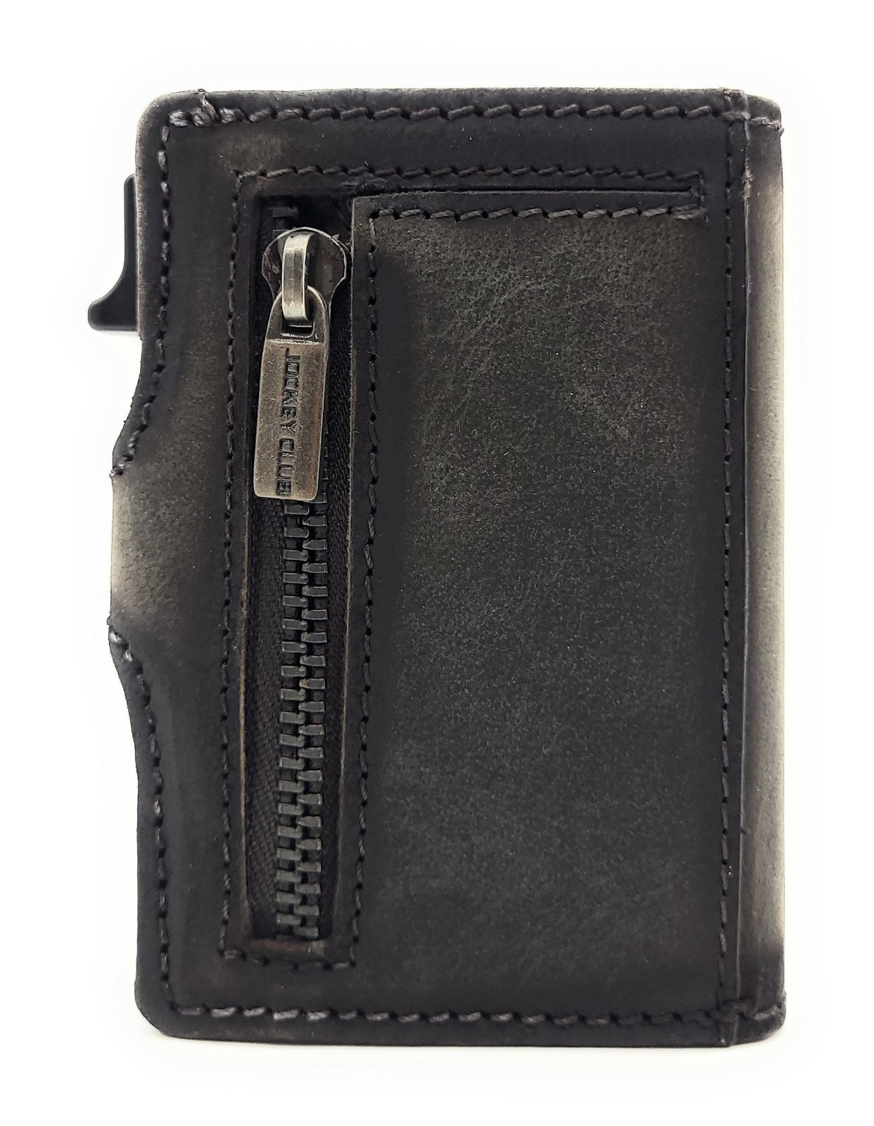 Jockey Club Slim Wallet ClipX RFID – Leder Geldbörse mit Münzfach Grau
