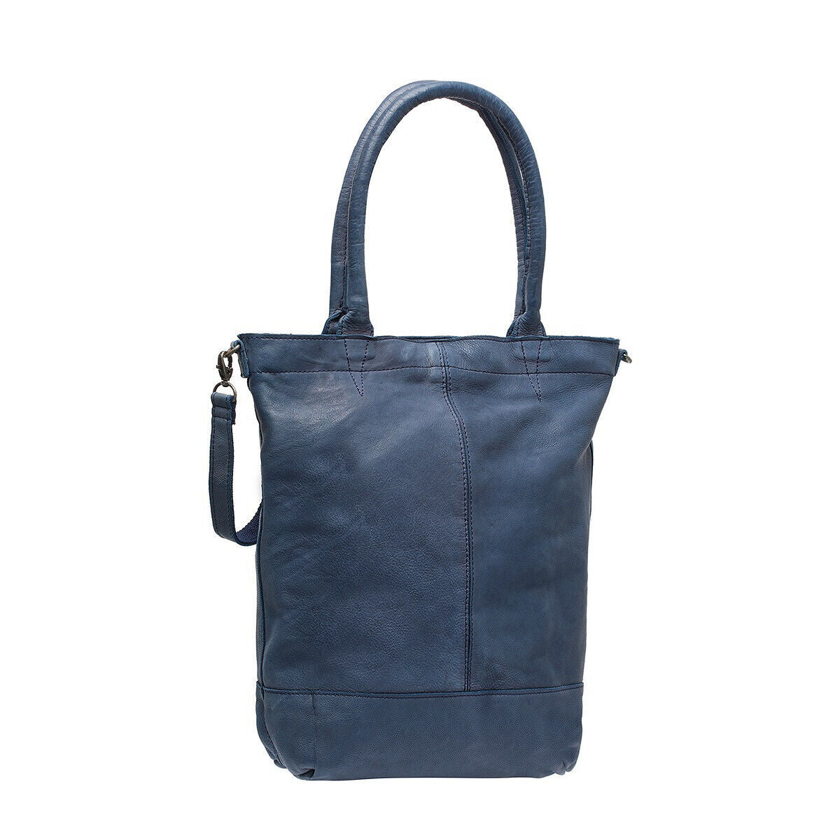 Justified Bags echt Leder Damen Shopper Handtasche Lederhenkel und abnehmbarer Schultergurt Amber navy blau