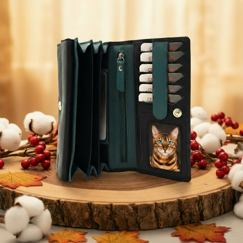 Jockey Club echt Leder Damen Geldbörse Portemonnaie mit RFID Schutz bicolor schwarz petrol