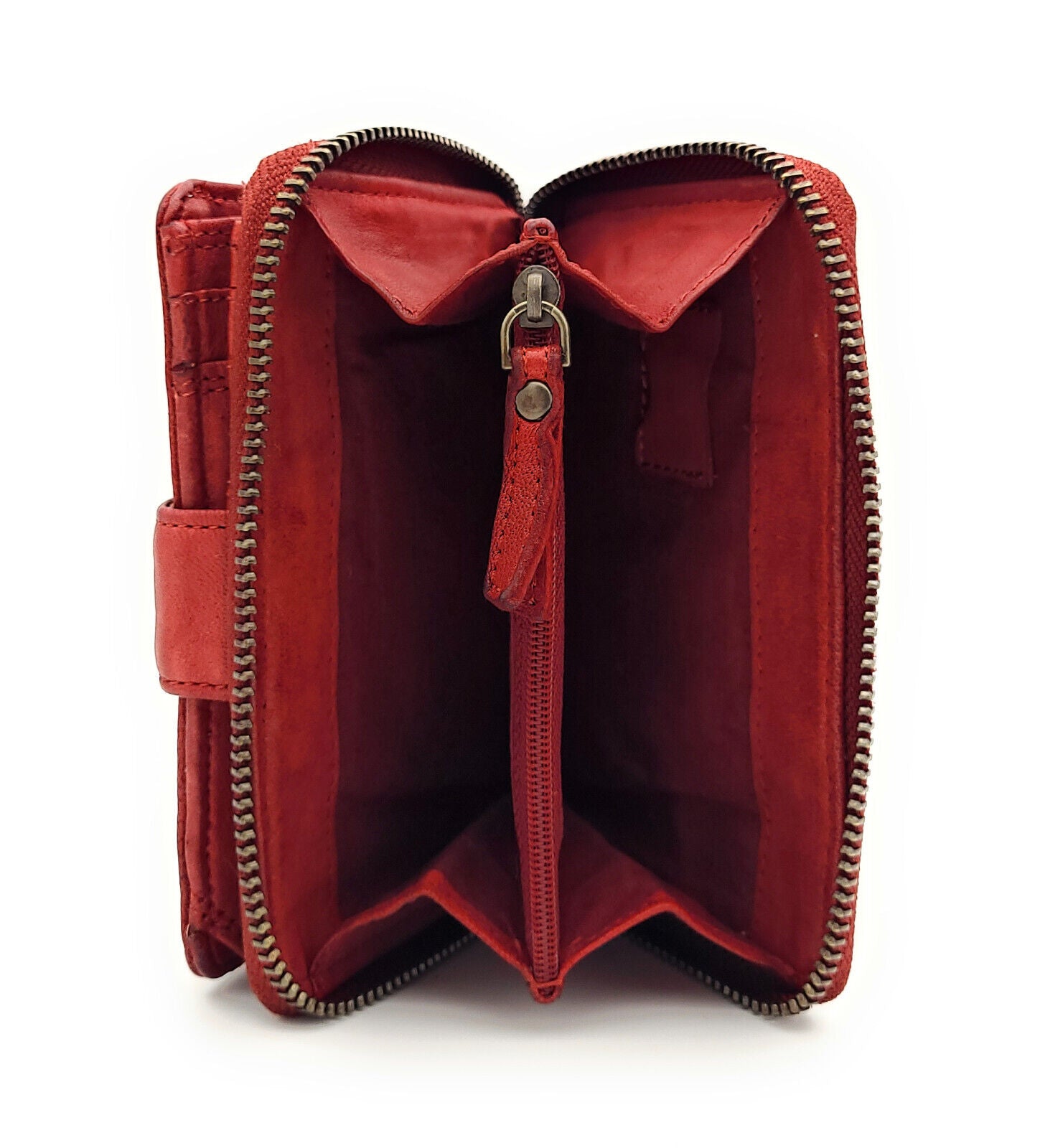 Jockey Club Damen Geldbörse Leder Rot – Vintage RFID Portemonnaie