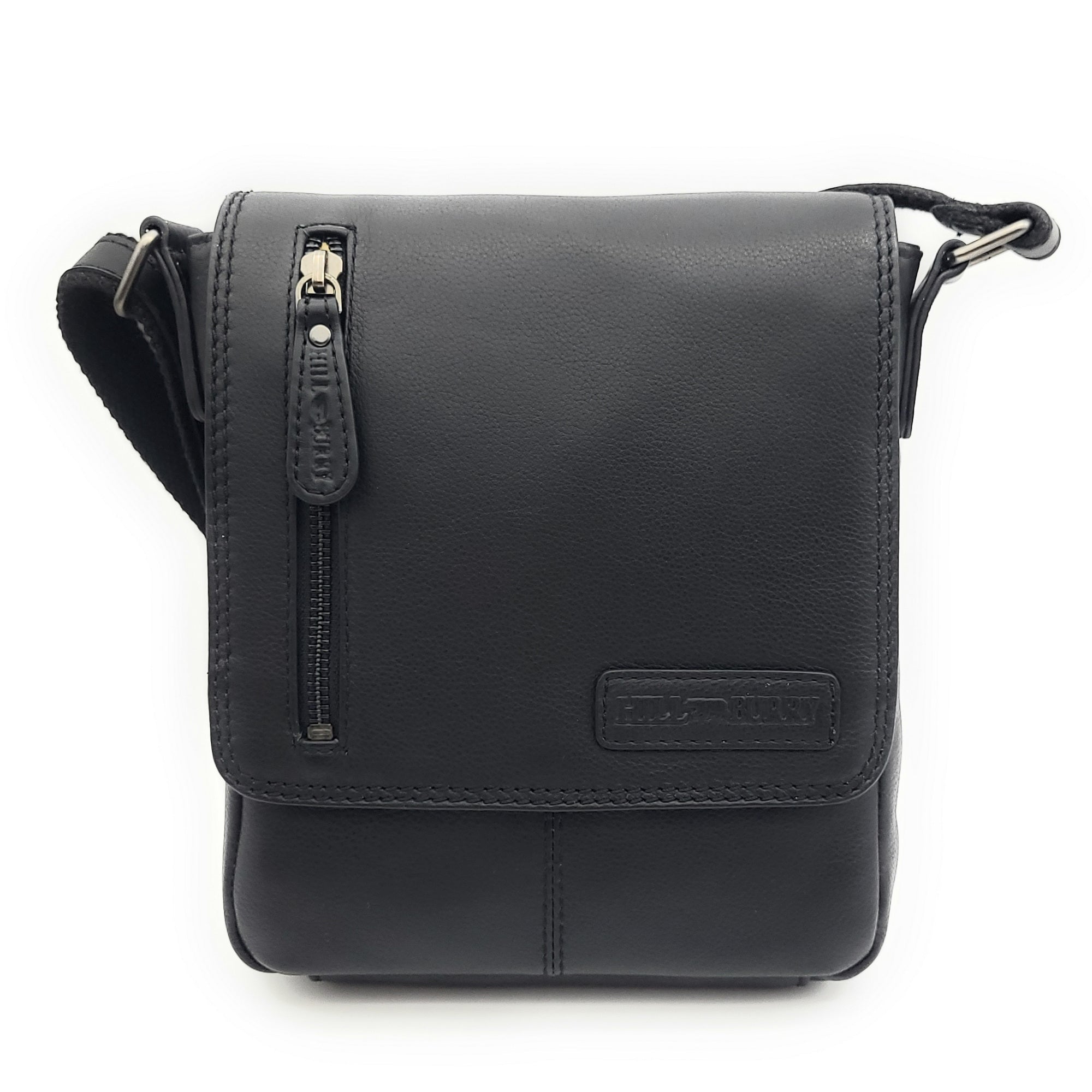 Hillburry Unisex Umhängetasche Schwarz – Echtleder Schultertasche für Damen & Herren