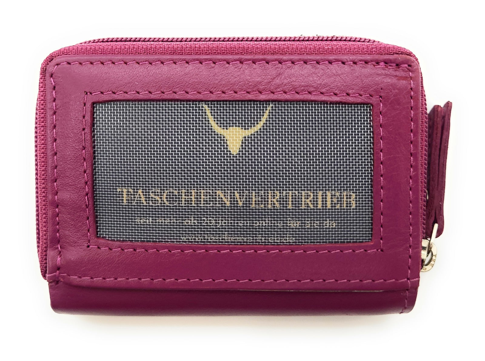 Jockey Club Mini-Geldbörse aus Leder mit RFID-Schutz & Pferde-Stickerei – kompakt & stilvoll beere