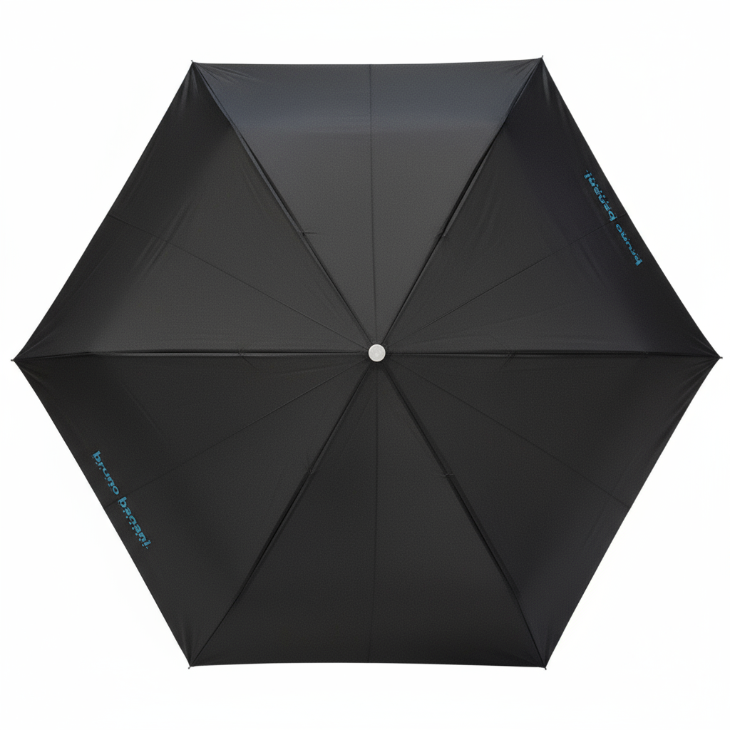 bruno banani Mini-Regenschirm – Handöffner, Stahl-Fiberglasgestell, Polyester Pongee, geriffelter Griff mit erhabenem Logo Schwarz Aqua
