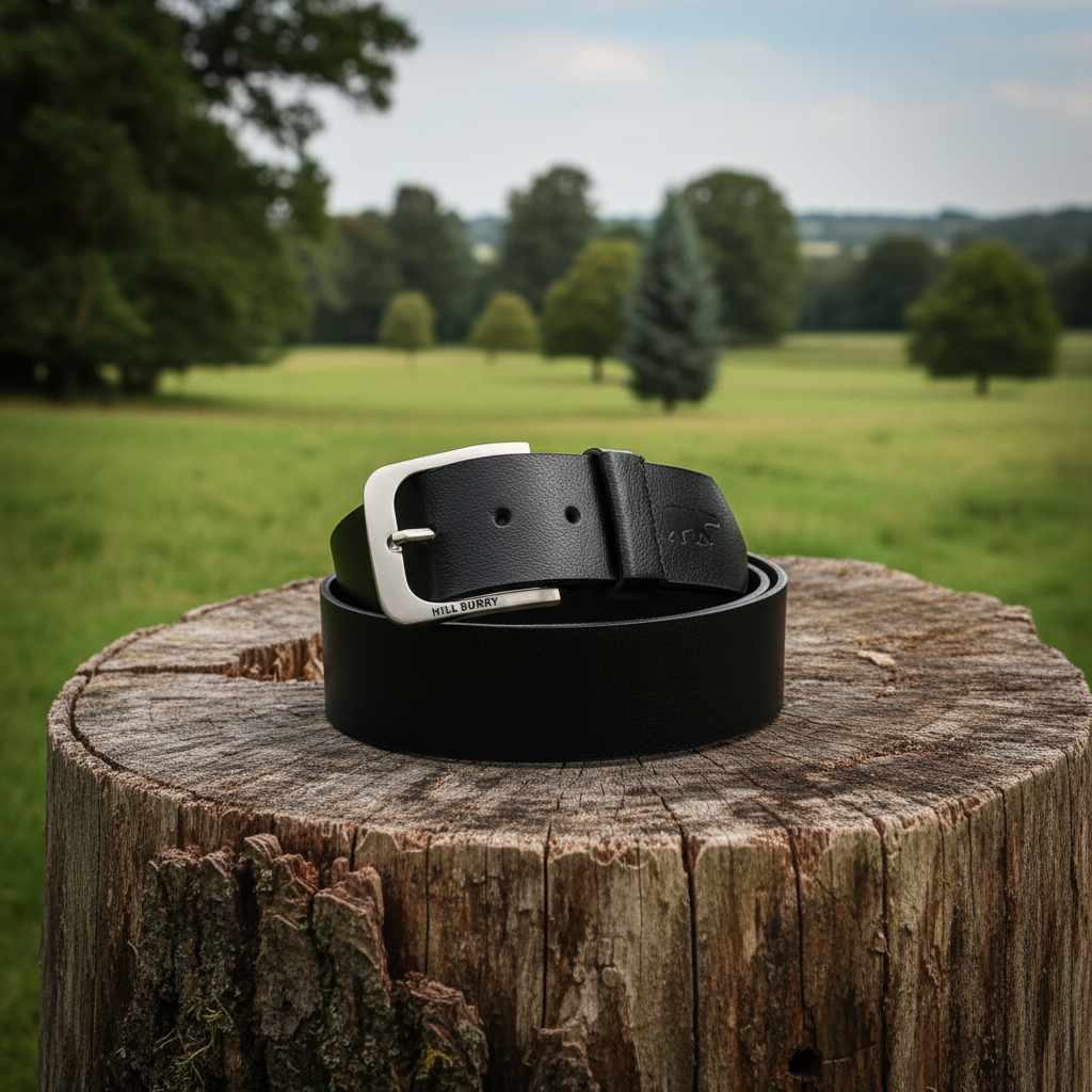Hill Burry extra breiter echt Leder Unisex Gürtel Büffelvollleder ca. 45mm Schwarz