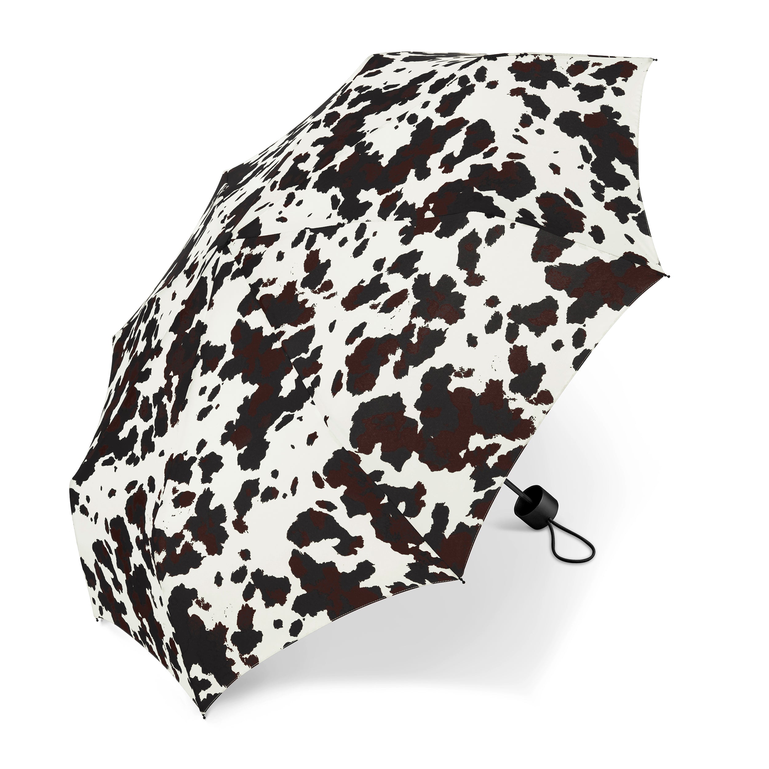Regenschirm Taschenschirm Kuh-Print · Ø 93 cm · 8-teiliges Gestell · 287 g · manuelle Öffnung braun weiß