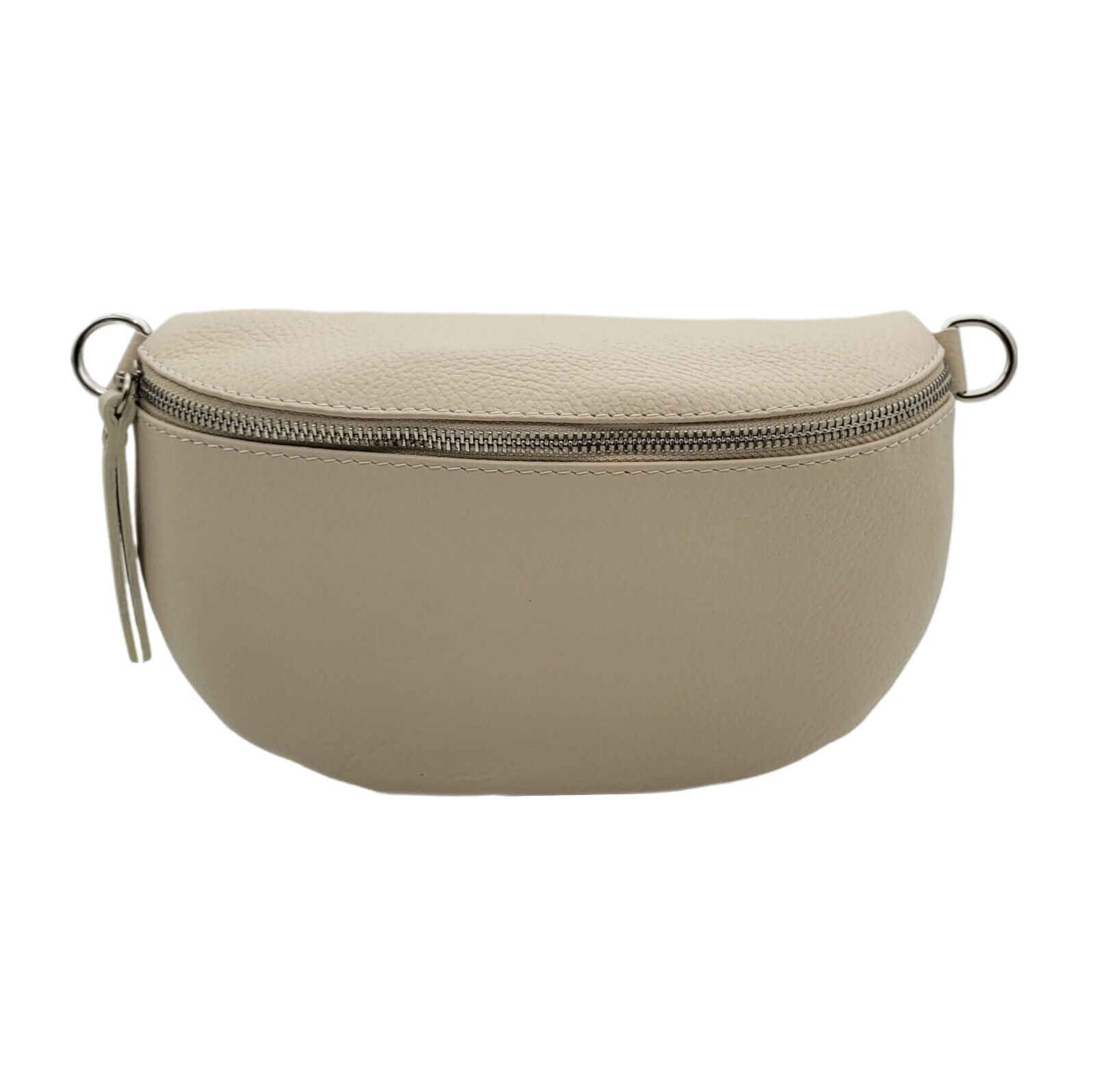 echt Leder Damen Crossbag Umhängetasche Schultertasche Handtasche made in Italy beige