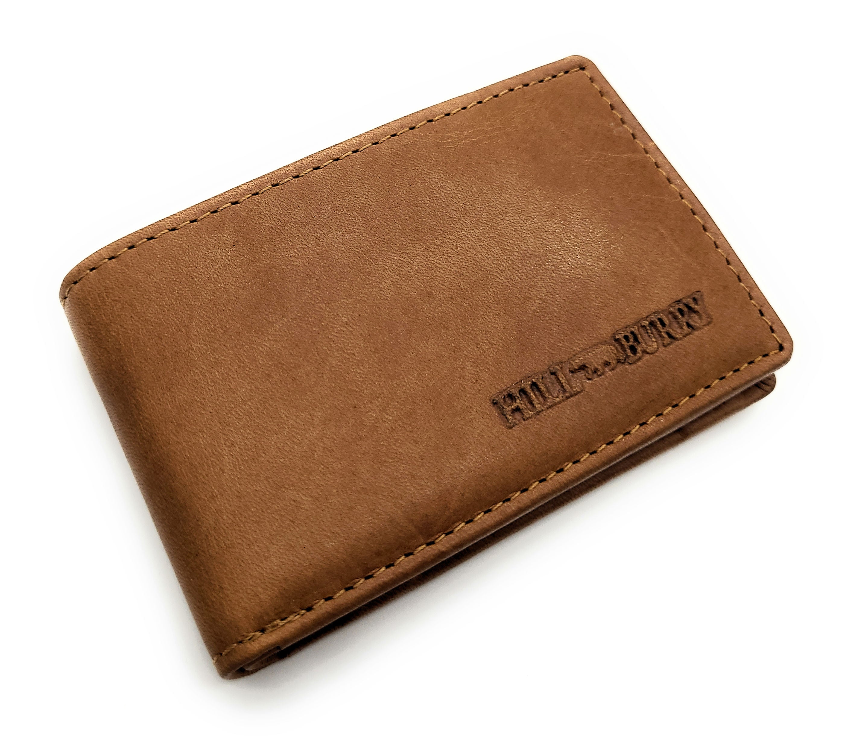 Hill Burry Mini Geldbörse aus Rindleder – RFID Schutz, 6 Kartenfächer & Münzfach braun