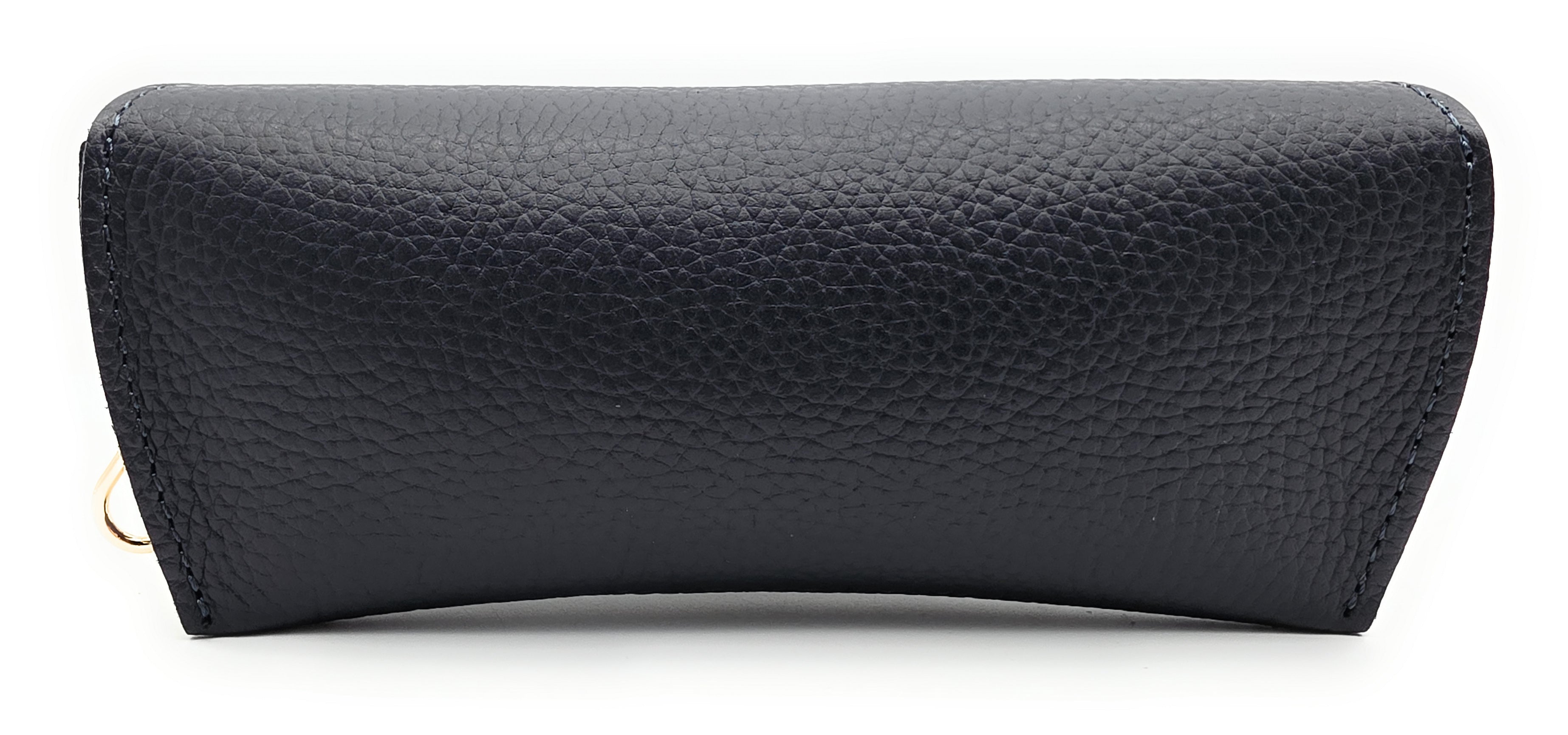 Brillenetui aus echtem Leder mit Magnetverschluss und Karabinerkette – Made in Italy navy