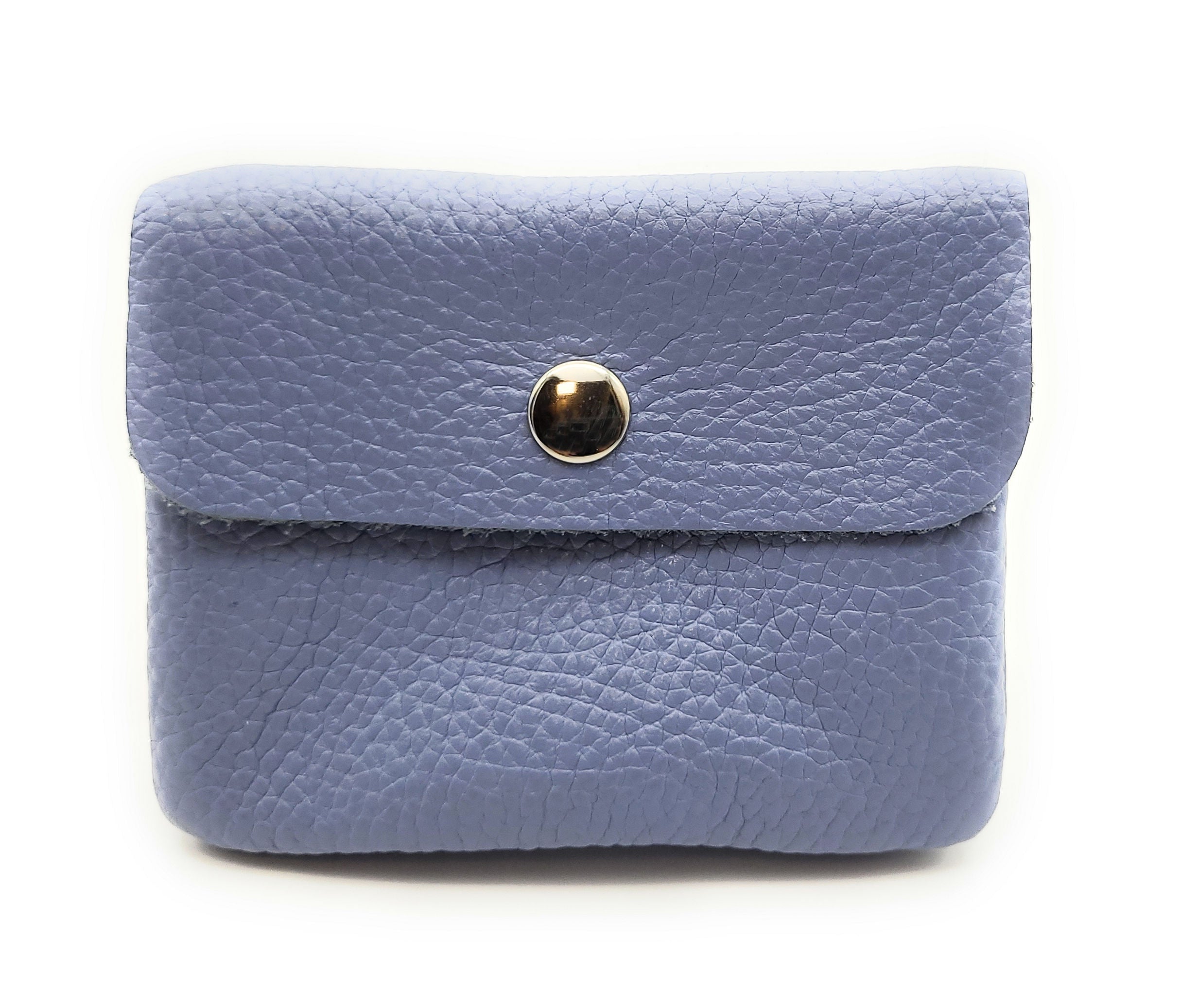 Mini Geldbörse aus echtem Rindleder – kompaktes Leder Portemonnaie Made in Italy flieder