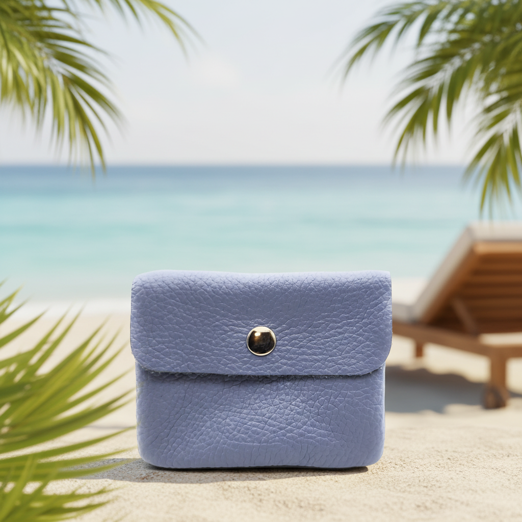 Mini Geldbörse aus echtem Rindleder – kompaktes Leder Portemonnaie Made in Italy flieder