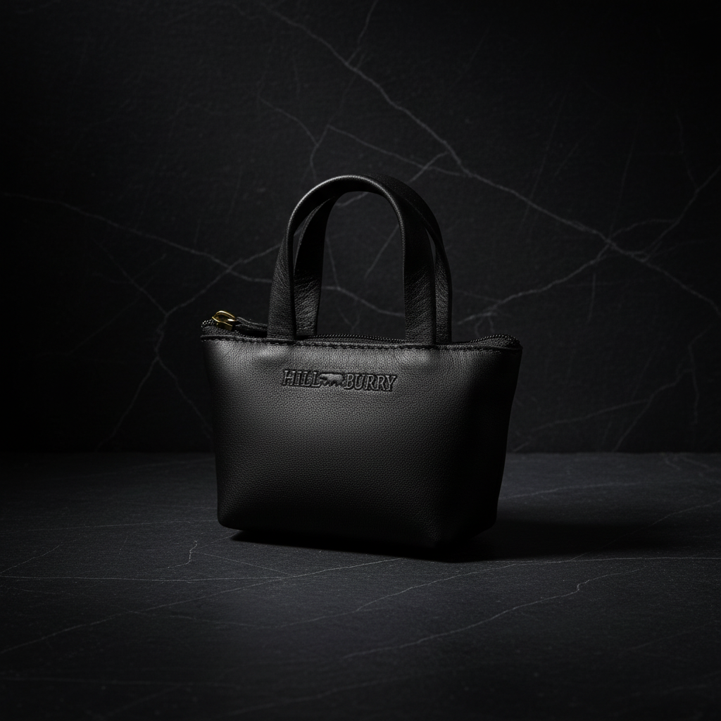 Hill Burry Schlüsseletui Leder Damen Schwarz - Mini Täschchen Reißverschluss