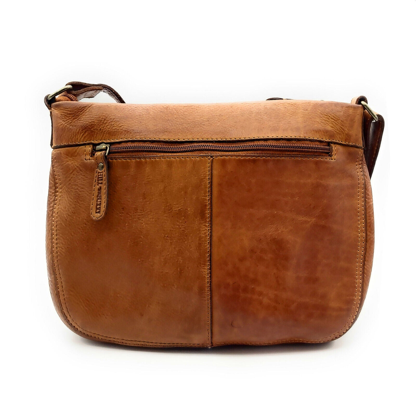 Hill Burry echt Leder Damen Umhängetasche Schultertasche Handtasche cognac