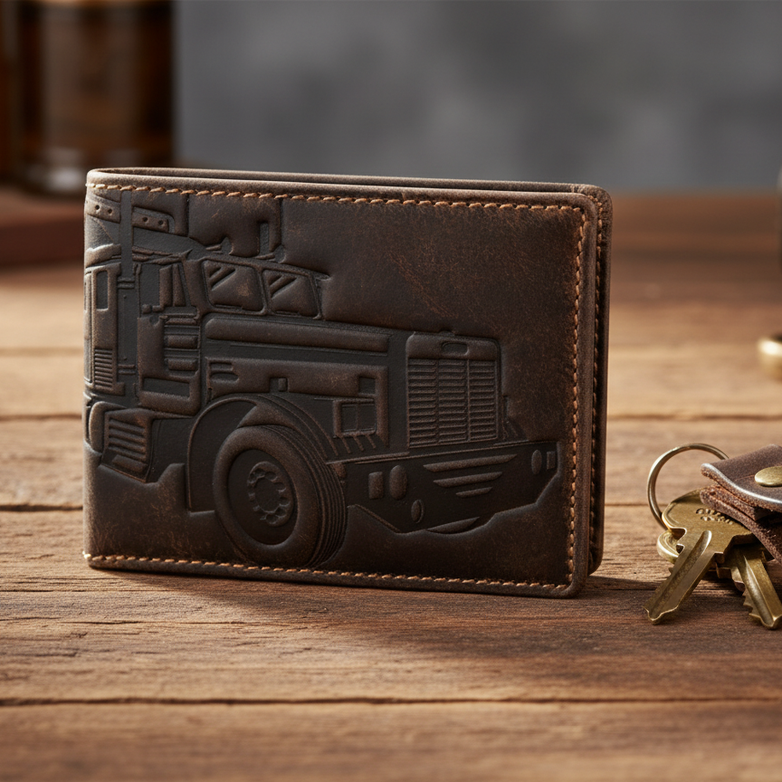 Jockey Club Geldbörse aus Büffel Hunter Leder – US-Truck, RFID-Schutz, Handarbeit, viele Fächer dunkelbraun