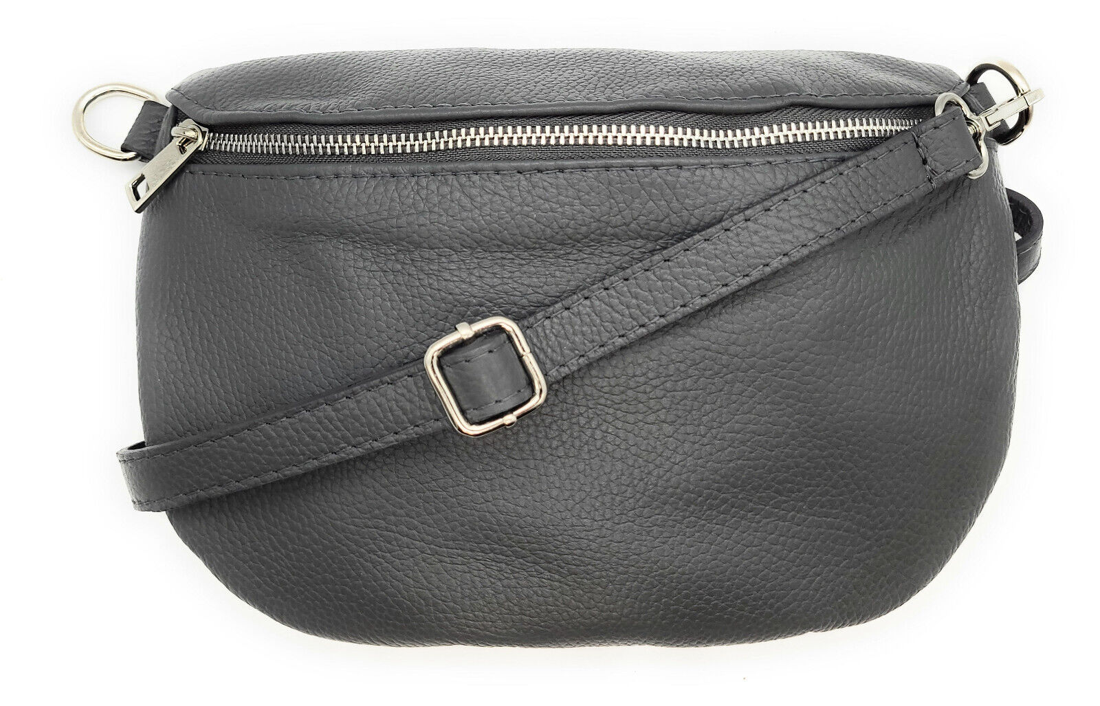 echt Leder Damen Crossbag Umhängetasche Schultertasche made in Italy grau