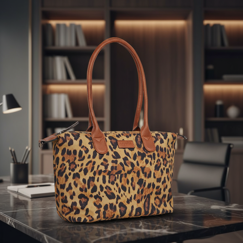 Mustang großer Damen Shopper Handtasche Umhängetasche "Limnos" Leopard cognac