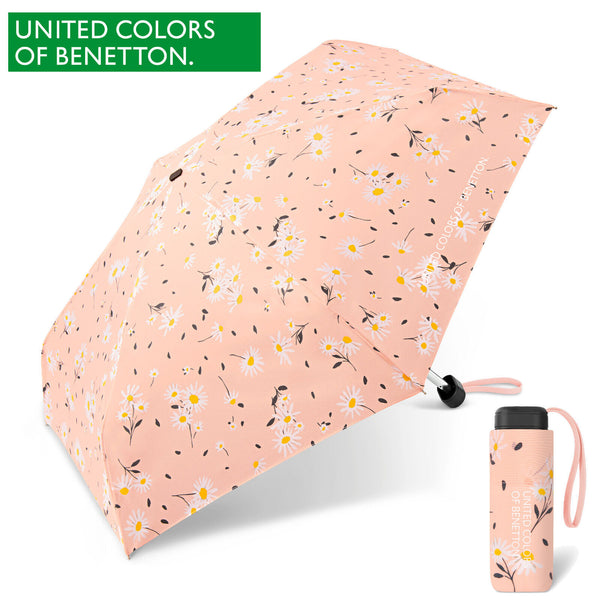 United Colors of Benetton Regenschirm Schirm klein flach & leicht Gänseblümchen