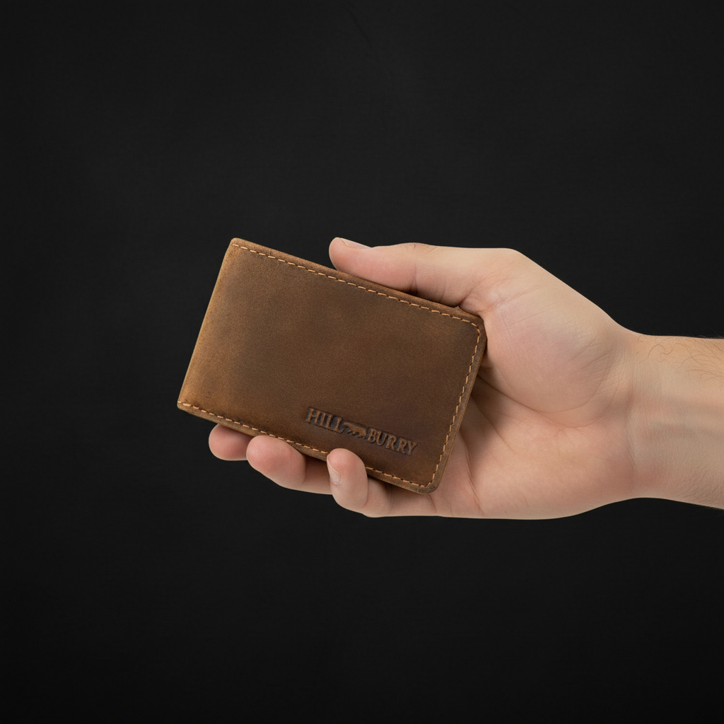 Hill Burry Mini Geldbörse aus Hunterleder – RFID Schutz, Kartenfach & Münzfach