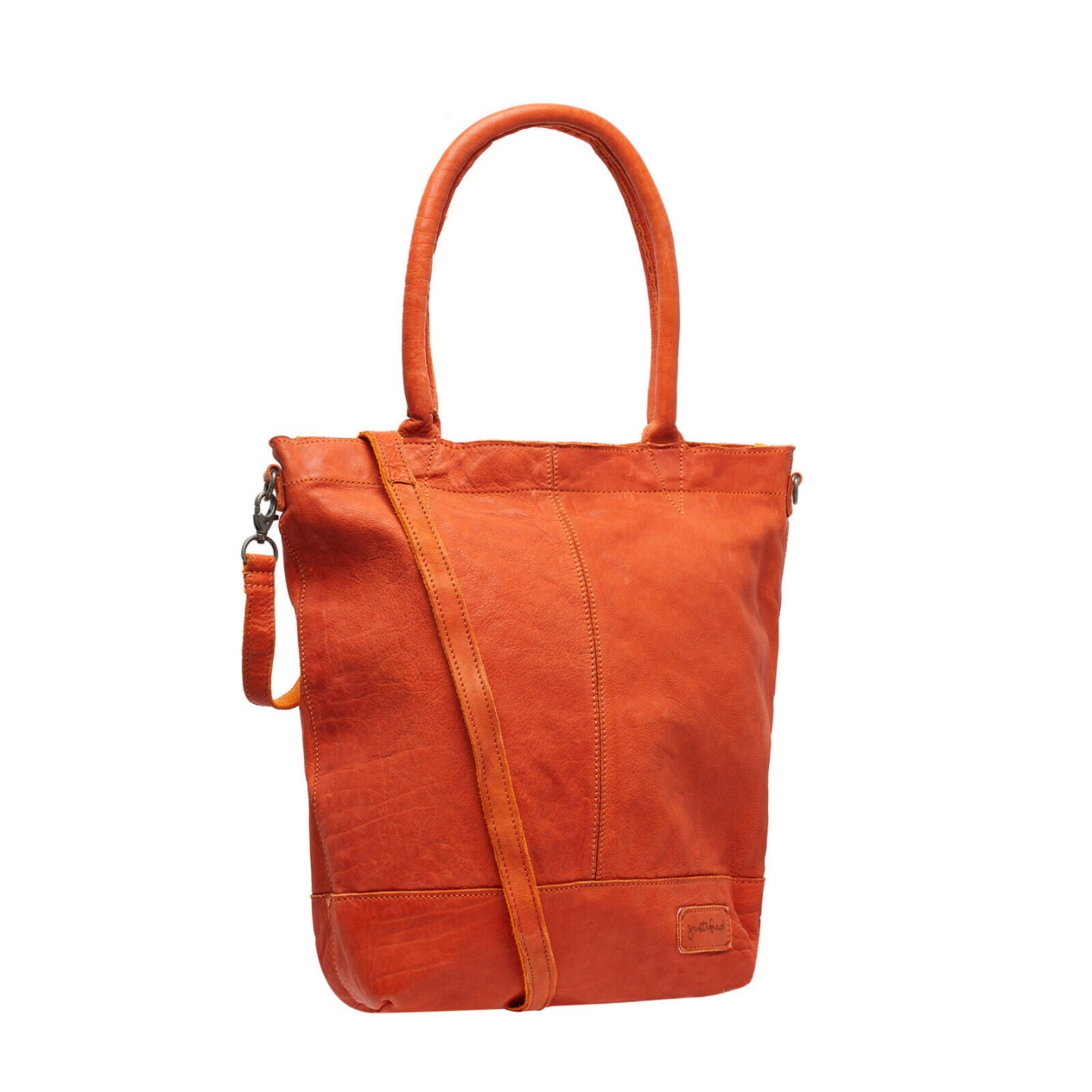 echt Leder Damen Shopper Handtasche Lederhenkel und abnehmbarer Schultergurt Amber orange