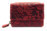 Hill Burry Mini echt Leder Damen Geldbörse Portemonnaie RFID NFC Schutz floral rot