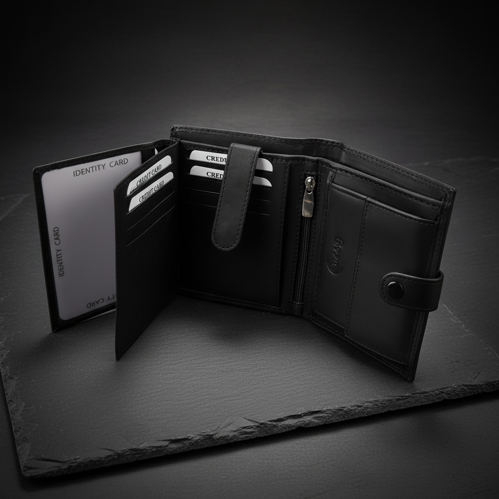 Lemasi Leder Geldbörse RFID Schutz – Herren & Damen Portemonnaie Schwarz