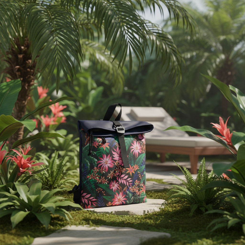 New Rebels Rolltop Cityrucksack Los Angeles – Stylischer Rolltop Rucksack mit Flowerpower-Design, Wasserabweisend & Praktisch