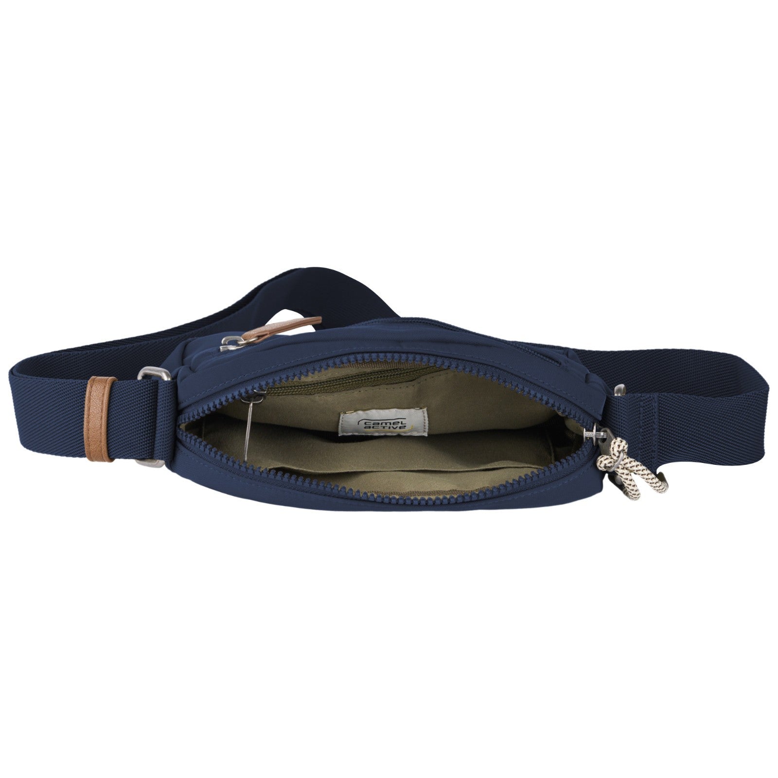 camel active Aurum Camera Bag Umhängetasche recyceltes Nylon 23cm, abwaschbar, Schulterriemen, blau