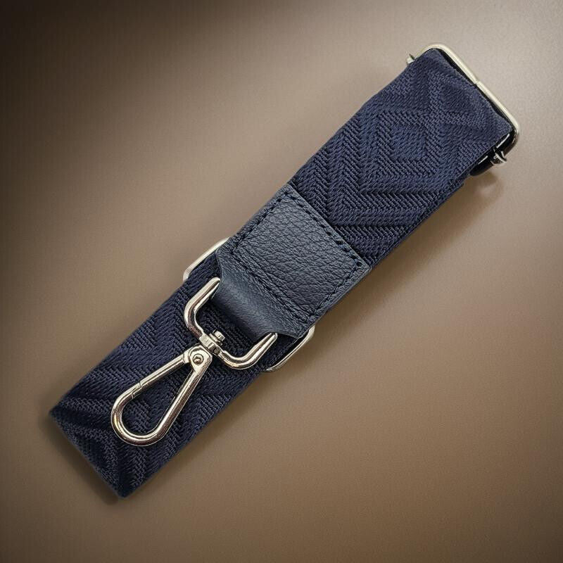 Ersatz Taschengurt Schultergurt Tragegurt Schulterriemen 4cm made in Italy navy blau silber
